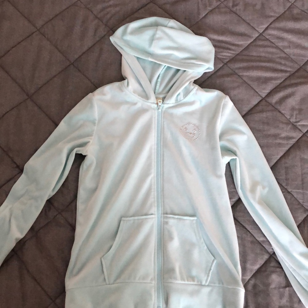 light blue zip up jacket